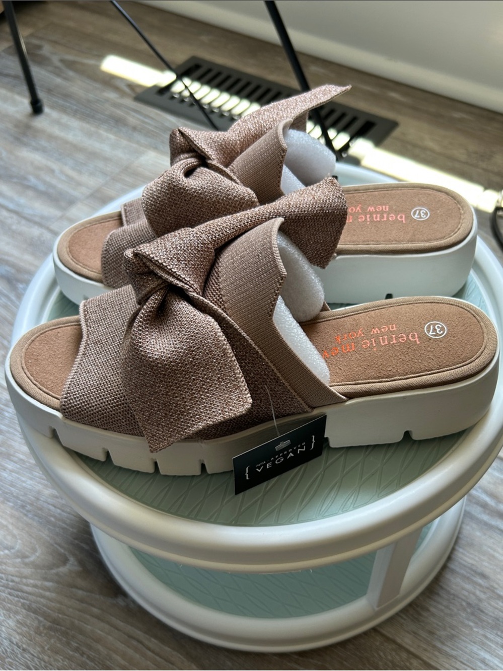 bernie mev. Dusty Rose Knot Platform Slide Sandals